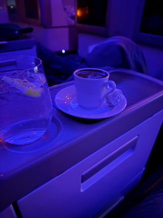 Mid flight Turkish coffee service