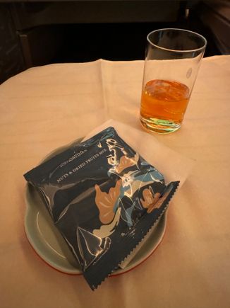 Johnnie Walker Blue and rice crackers