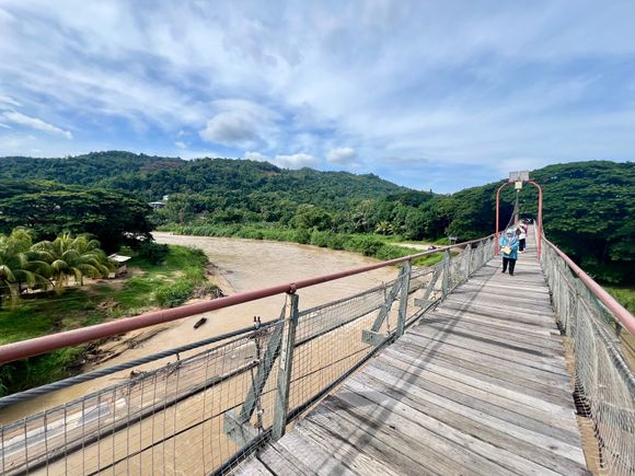 You can see the original “low” bridge running through the middle of the photo. This is unusable during the rainy season.
