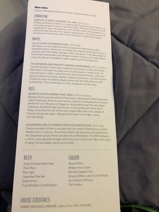 Too early for me to partake, but here's the booze menu.