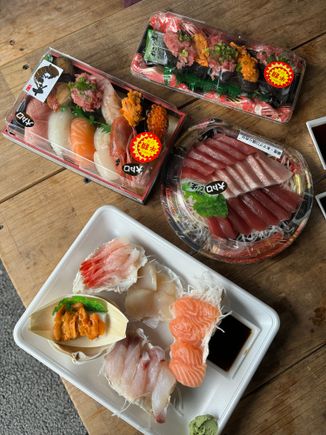 Very cheap sushi at the local fish market