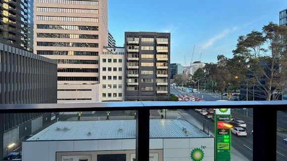 Balcony view with the famous Melbourne BP Station