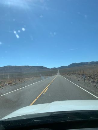 The empty road on the detour through Nevada