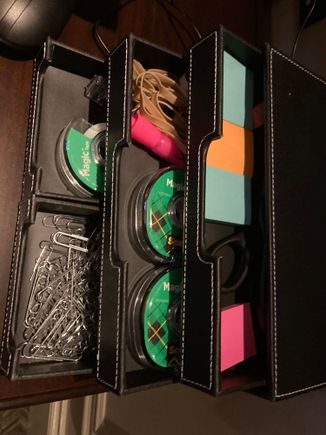 Next to computer corner you can find all these handy things to keep your documents and files / wraps in place 