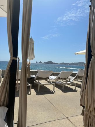 Cabana view from the smaller pool