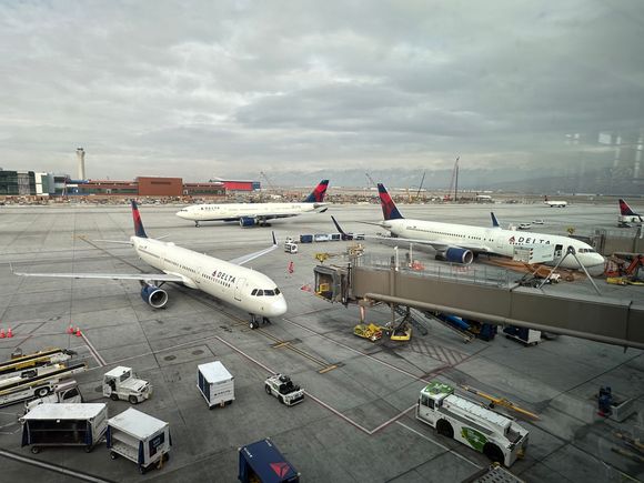 The A330-200 is taxiing out for departure back to ATL as an A321 pulls into the gate and will be heading to ATL. The 767-300 is getting ready to depart for OGG. 