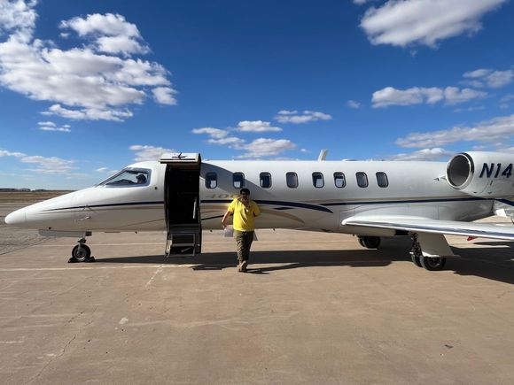 Getting into the LearJet At Midland 