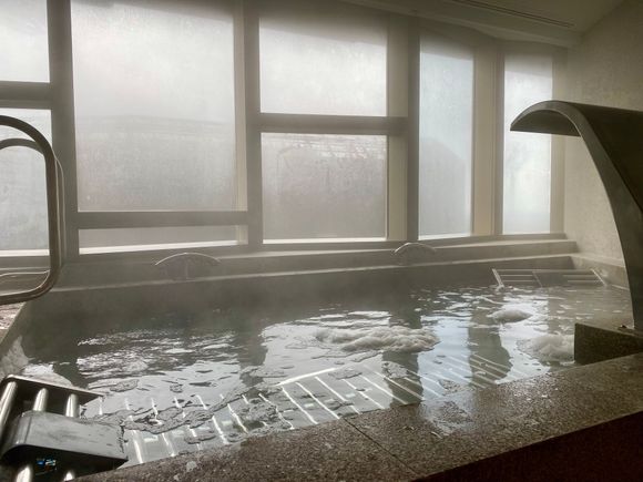 Hot tub in the men’s locker room