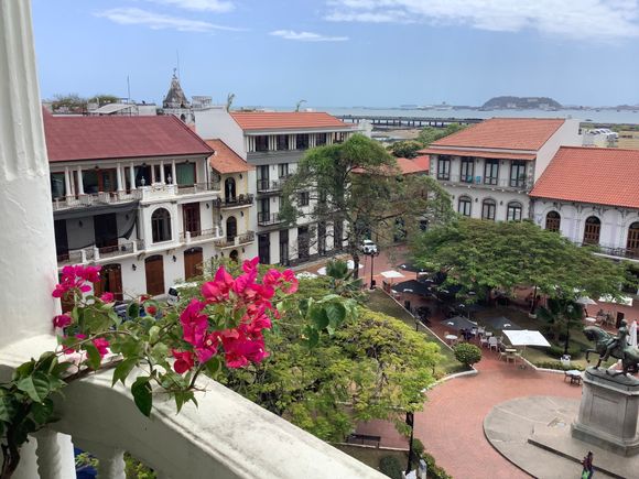 View from room balcony overlooking Hernandez Plaza
