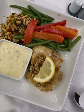 I thought the whole sea bass dish was excellent. More vegetables than expected and I appreciated the sauce being on the side so I could choose how much I wanted. Soo happy with my choice.