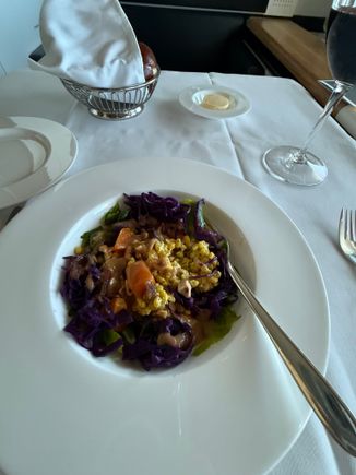 Light meal of winter wheat and veggies.