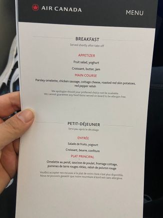 YYC-YYZ redeye breakfast with just one choice lol 