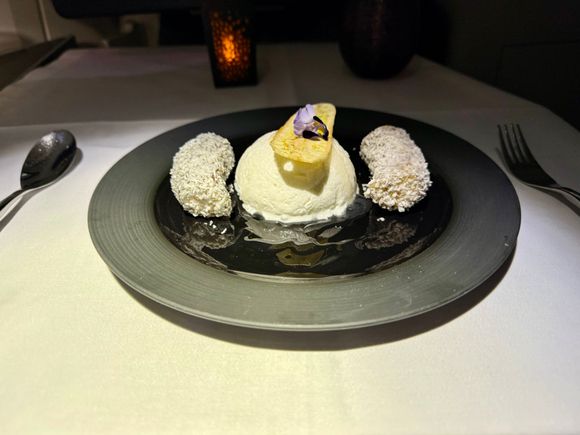 Delicious coconut ice cream and banana dessert. Ice cream wasn’t frozen solid (which was the case last time I had this dish)