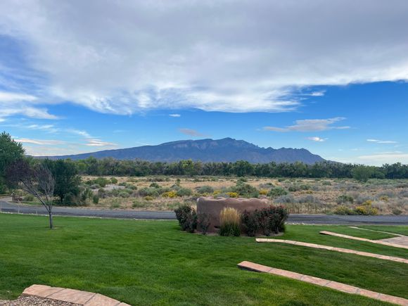 View to Sandia mountains from dinner