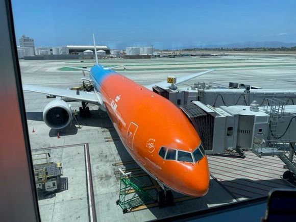 777-300 (PH-BVA) in "Pride" livery. 