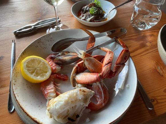 Dungeness crab, prawns