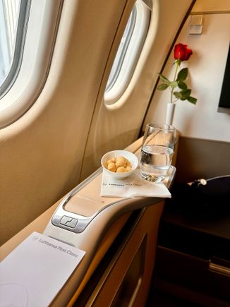 One of my best Lufthansa first class flight from Chicago to Munich on the A346. Great crew, service, and very nice food.