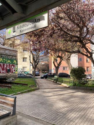 From Kassomouli - Κασομούλη tramstop, you can even see through the street, the IC hotel building.
