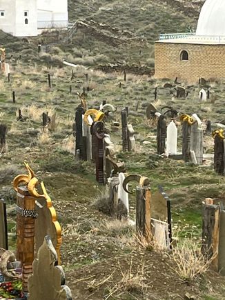 Graveyard adorned with Ram horns