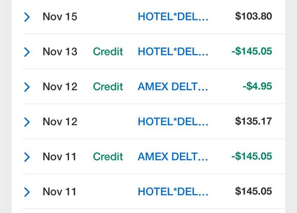 For me, refundable prepaid reservation posted and credit showed up the next day (but in the same name)

