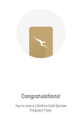 Qantas lifetime achieved on the flight home