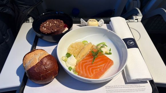 The smoked salmon was very good. The other choice was goat cheese.