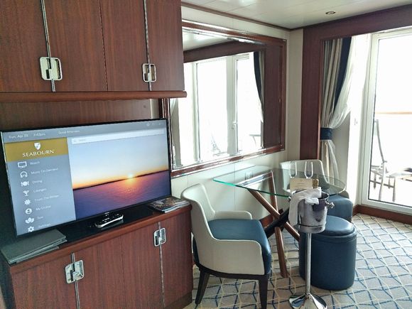 The tv can be viewed easily from either the bed or the sofa. There was a nice selection of "on-demand" movies and also live tv.