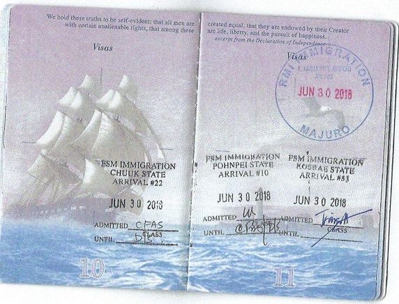 Passport stamp from each stop except KWA