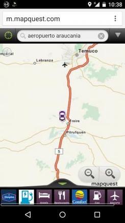 MapQuest showing Temuco airport