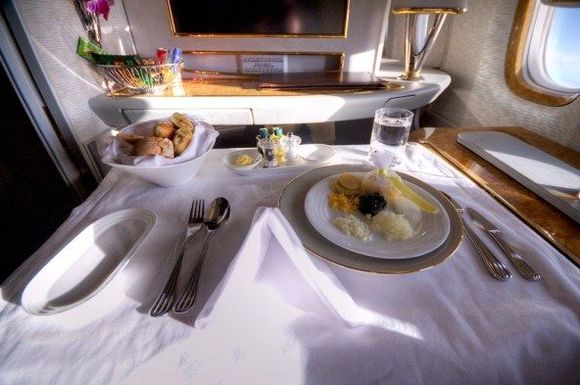 A380- FIRST Class- Appetizer; Caviar