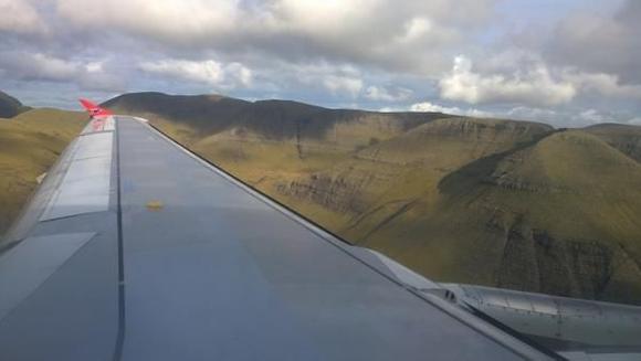 View from plane on approach to FAE
