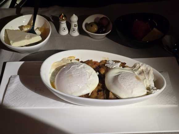 Poached farm range eggs with shakshuka