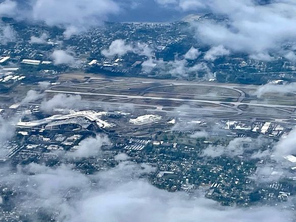 Overhead view of SEA. AUS-SEA. 