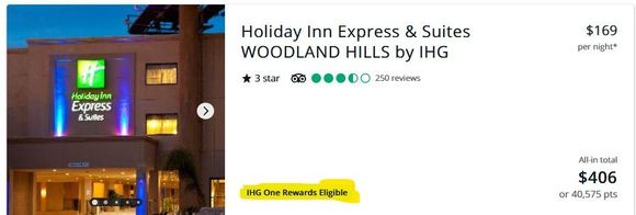 Example of a non edit hotel with loyalty benefits.
