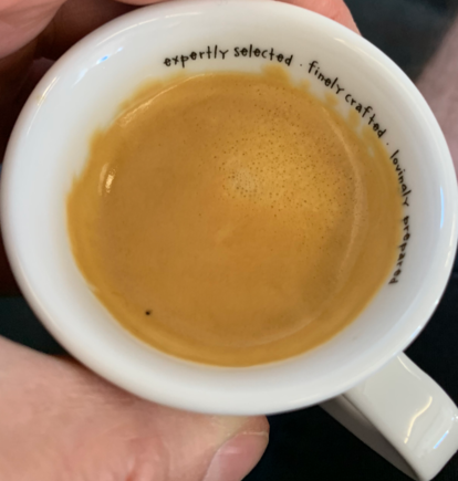 and photo of (a quite OK) espresso from airplane nespresso