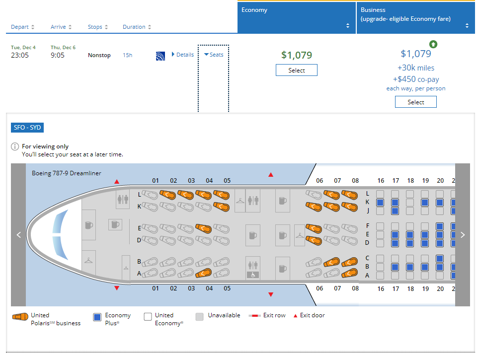 Seat Map Mileage Award Upgrade dispalyed while booking? - FlyerTalk Forums