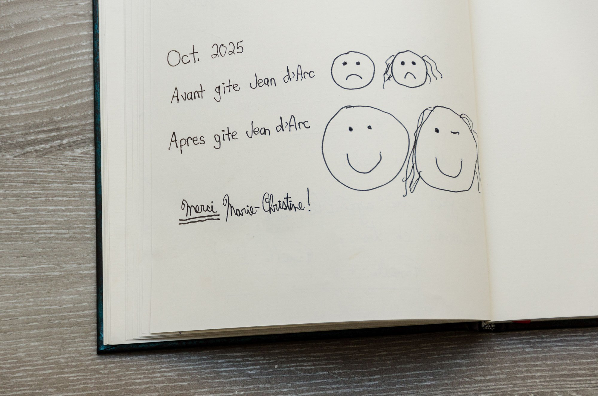 More before and after. This the the merci note that we left for our wonderful Loches host Marie-Christine. Renters may just receive an invite for coffee at her nearby Loches home.
