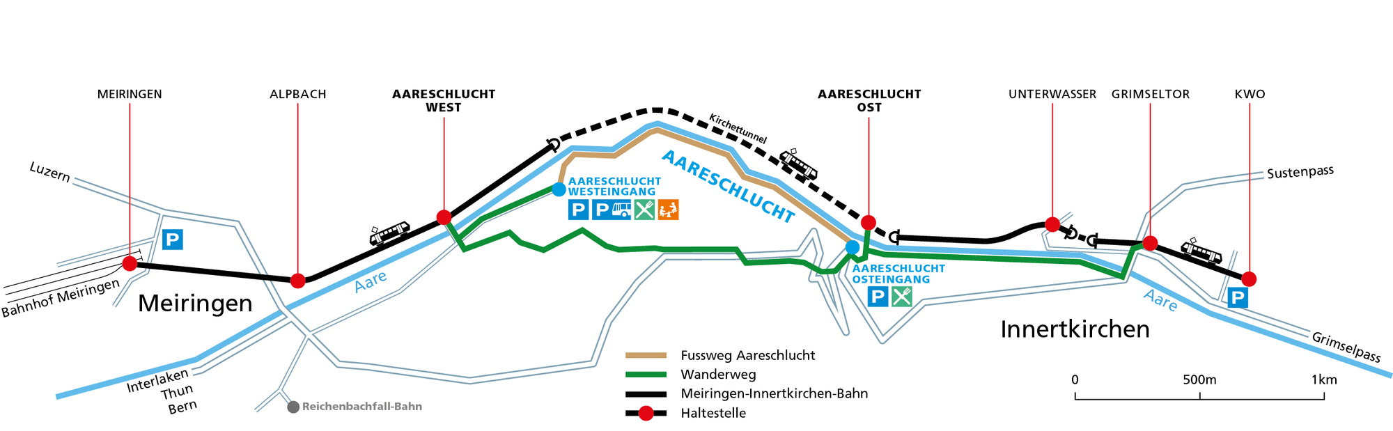 Meiringen-Innerkirchen train route