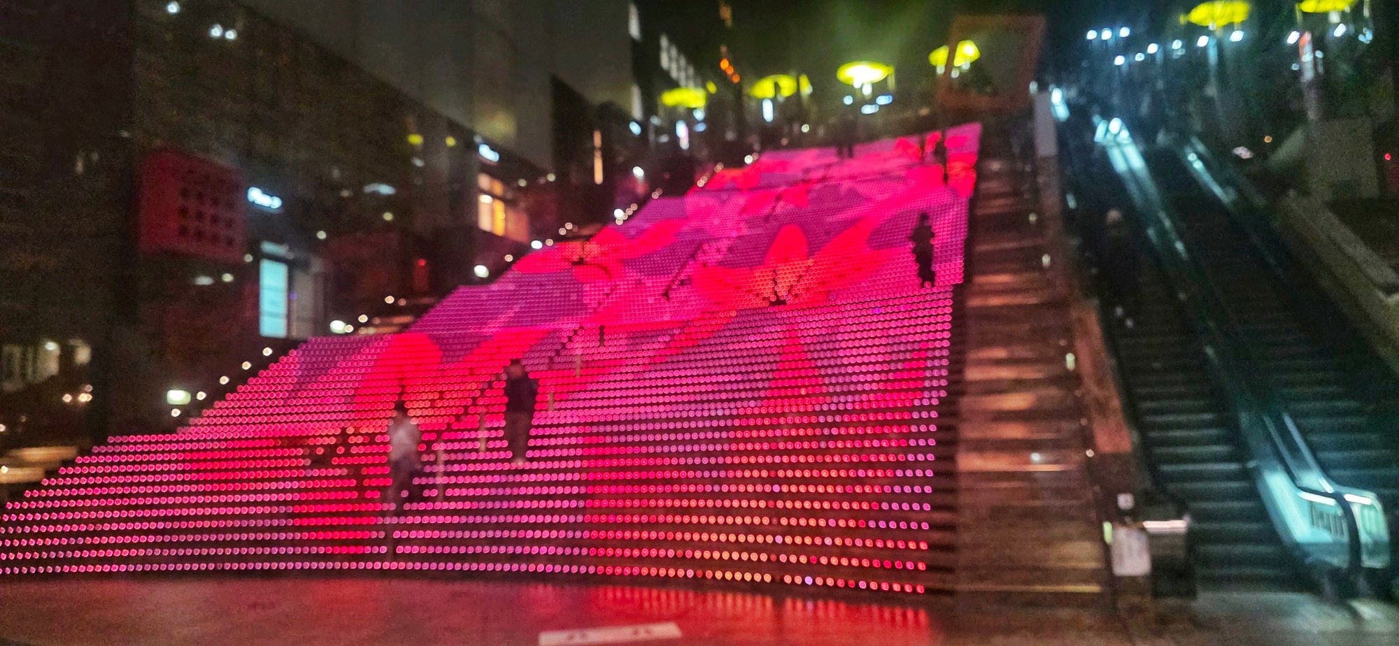 Lit up amphitheater above Kyoto station. Explored Kyoto station while looking for our hotel entrance. Just exploring station can take half a day
