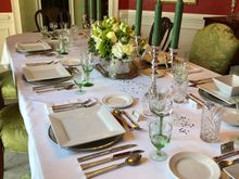 With appetizer plates in place )just for the photo, they go back to the kitchen before anyone arrives)