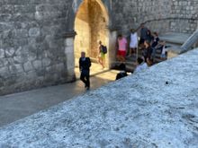 Love this photo, out of the darkness of the Pile Gate entry way into the light of Oz and the city is revealed. What was once the drawbridge is now the entry with Disneyland like stanchions to keep the entry and exit separate.