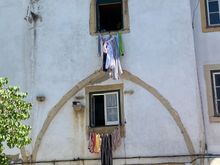 The old and the new - medieval arch absorbed into a building 