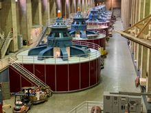 Inside the power plant and some of the turbines.