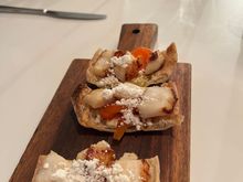 Scallop with read peppers
