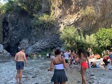 The water is naturally freezing cold at the bottom of the Alcantara Gorge