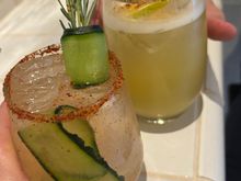  Amazing how many mescal based cocktails barmen can dream up. Grasshopper salt rim is a new one on me! We bought some to take back home!