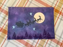 This one was to learn a smooshing technique to blend ink colors for the sky. Except for the stamped tree line a bottom, everything else is a die cut I make ahead of time.