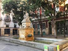 Barcelona Spain, Neptune Fountain at Merce Square, 3 Blocks  from Columbus Statue at the  end of La Ramblas. 