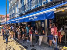 Anyone who has been to Lisbon has  been to this place.
This is the original bakery for the Pasteis de Nata.

No I did not stand in line because when you have a private guide, you enter a different door. ;)