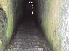 Tunnel to get down to beach. 72 steps.